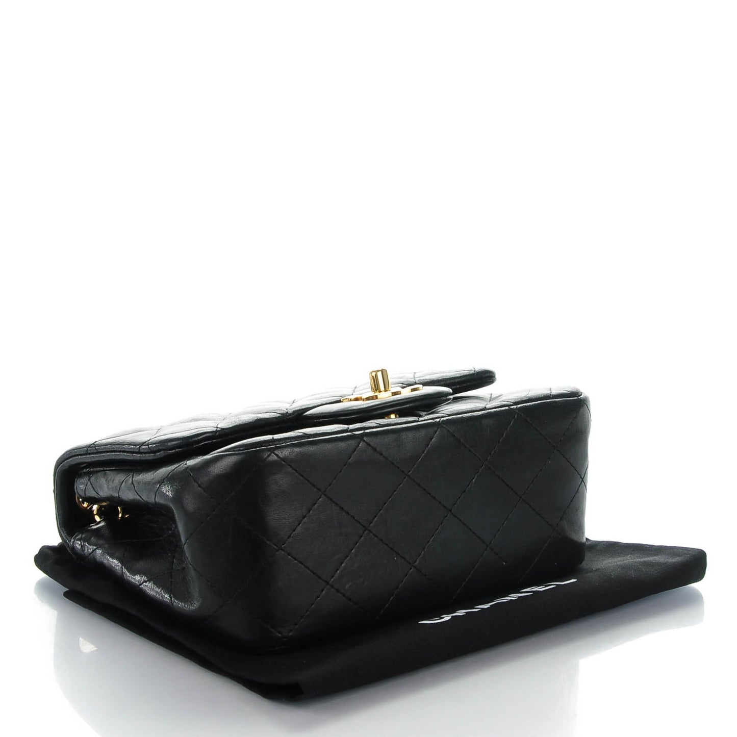 Lambskin Quilted Mini Square Flap Black