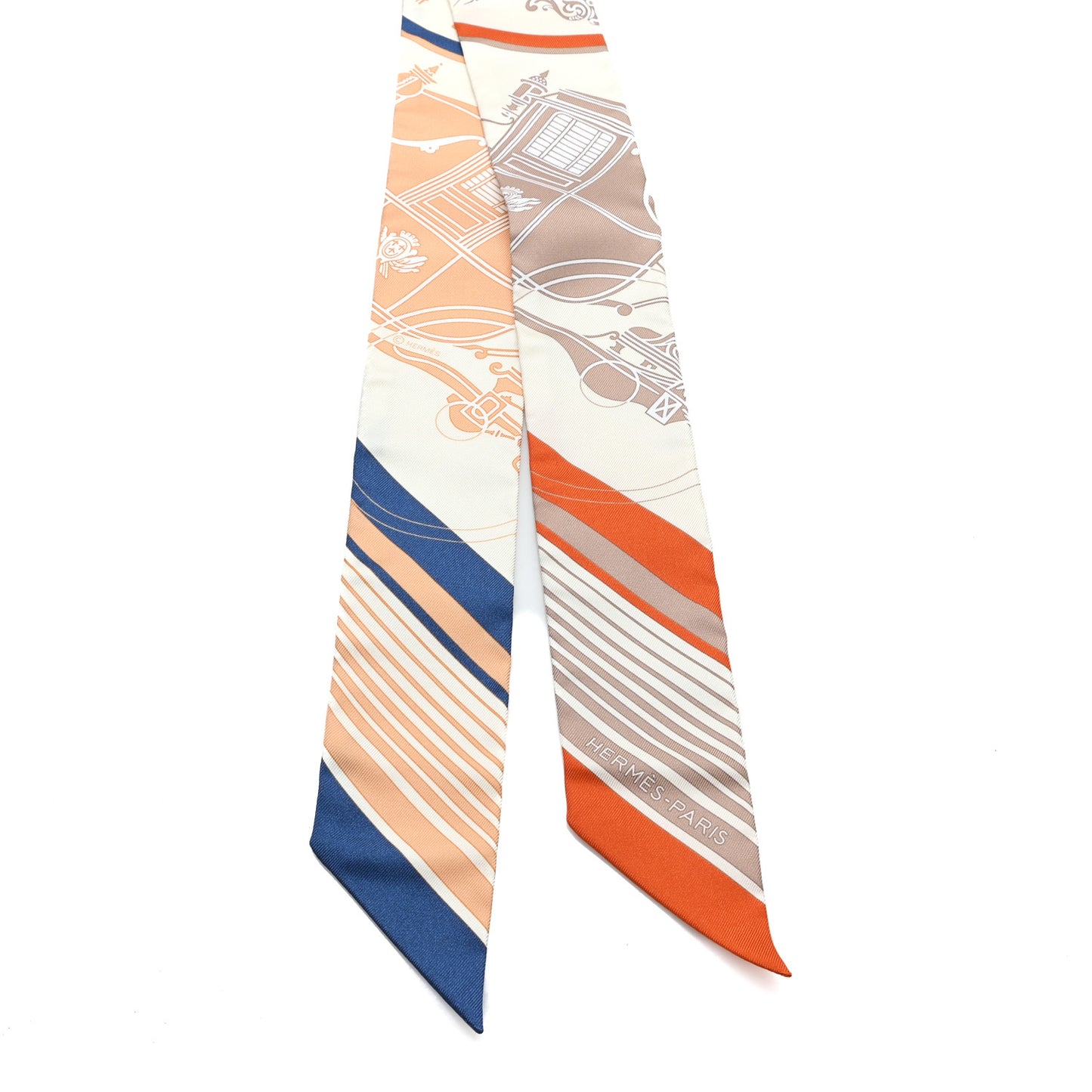 Silk Ex-Libris Twilly Creme Orange Beige
