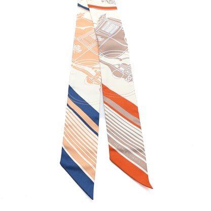 Hermes Silk Ex-Libris Twilly Creme Orange Beige 2 of 3