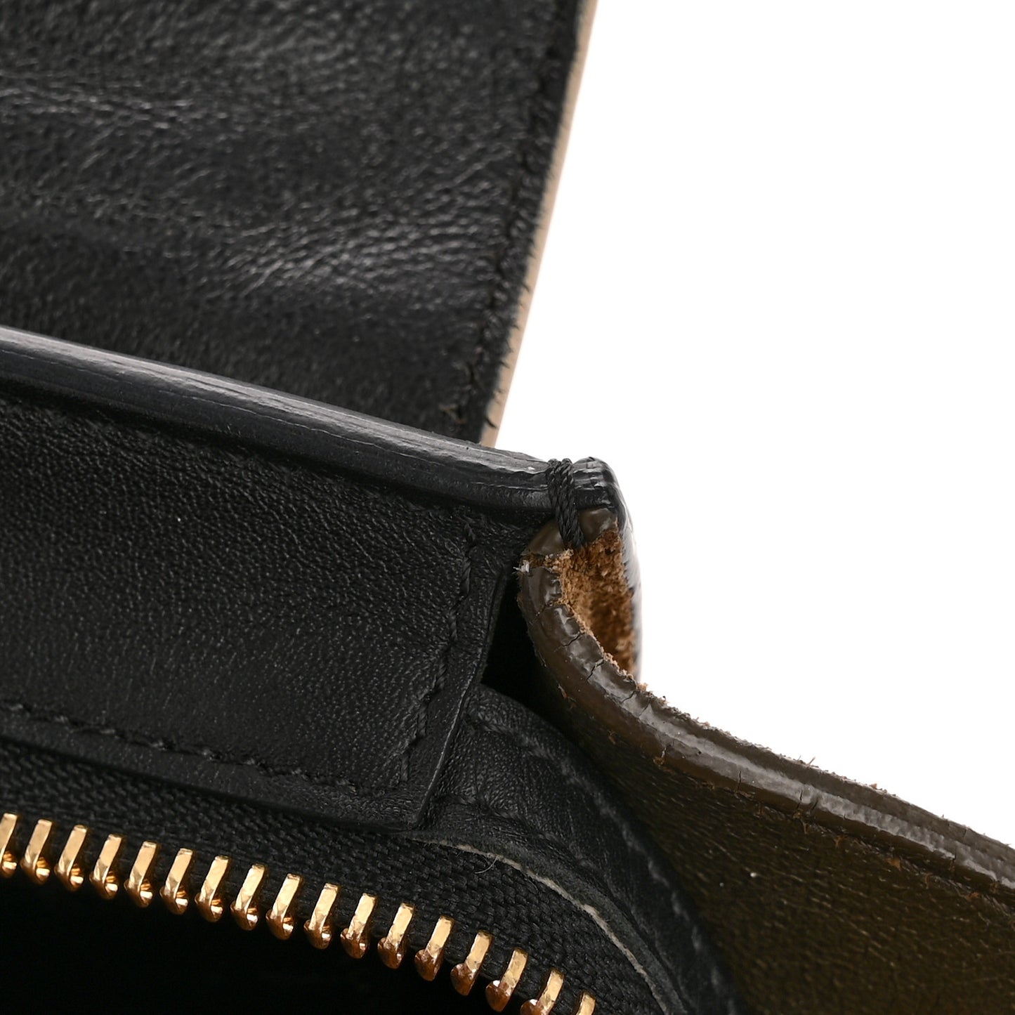 Smooth Calfskin Suede Medium Tri-Color Trapeze Cream Black Brown