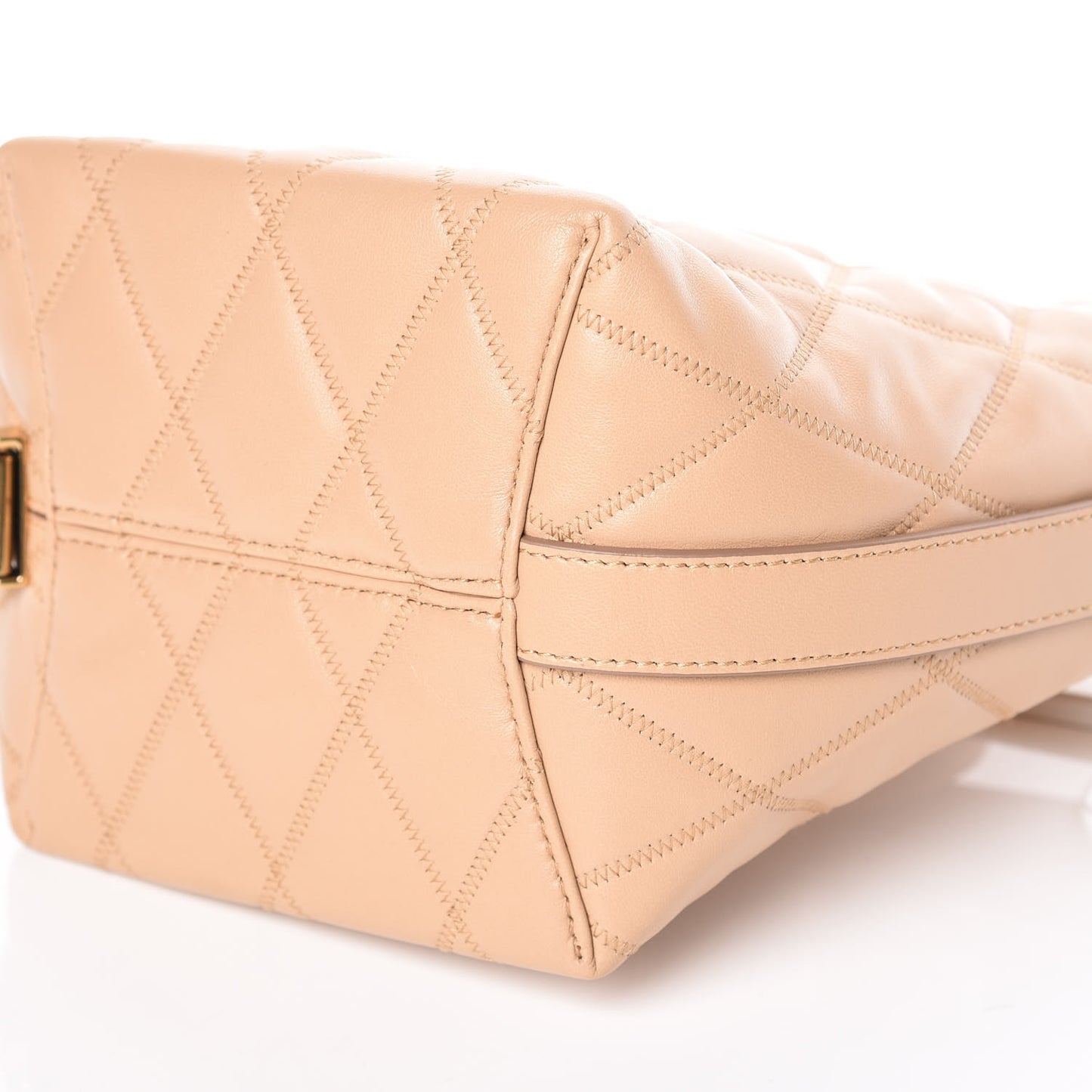 Lambskin Quilted Mini GV Bucket Bag Beige Camel