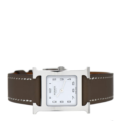 Hermes Stainless Steel Swift 21mm Heure H Hour Quartz Watch Etoupe 2 of 5