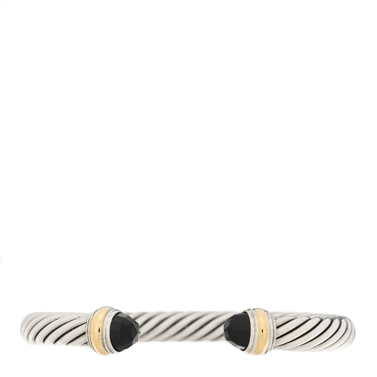 Sterling Silver 14K Yellow Gold Black Onyx 7mm Cable Classics Bracelet