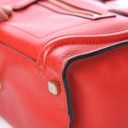 Celine Drummed Calfskin Micro Luggage Red 10 of 19