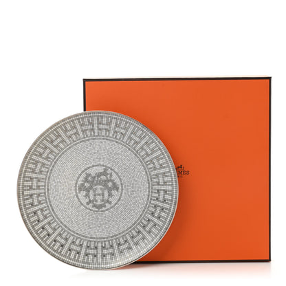 Hermes Porcelain Mosaique au 24 Platine Dessert Plate 8.3 7 of 7