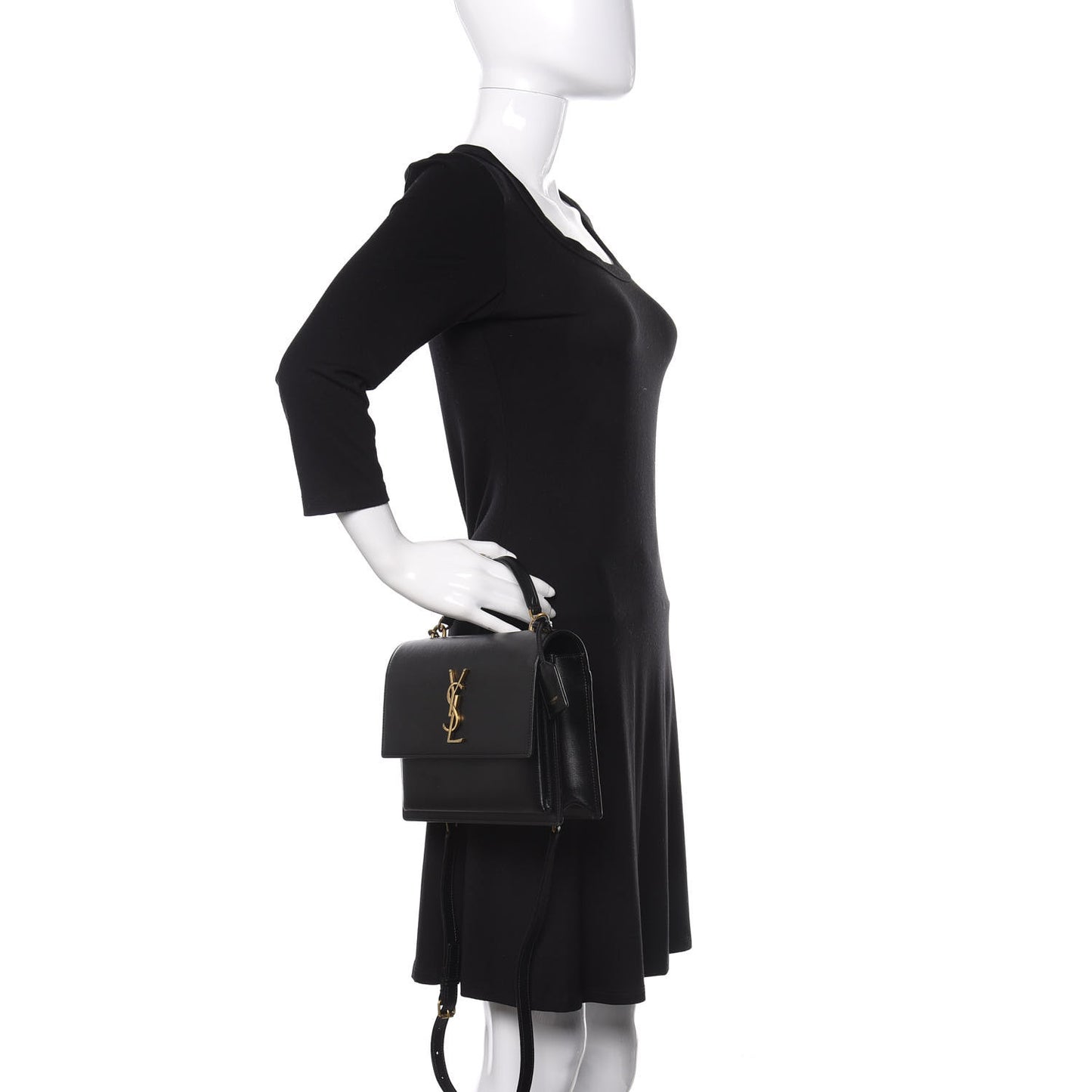 Smooth Calfskin Medium Monogram Sunset Satchel Black