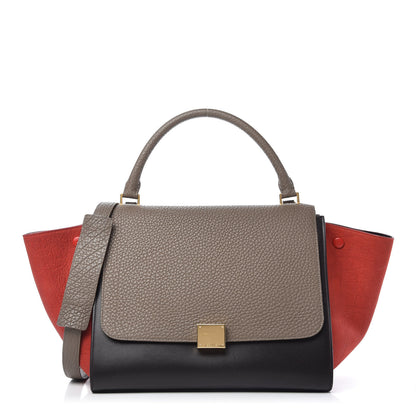 Celine Bullhide Calfskin Nubuck Medium Tri-Color Trapeze Taupe 1 of 9