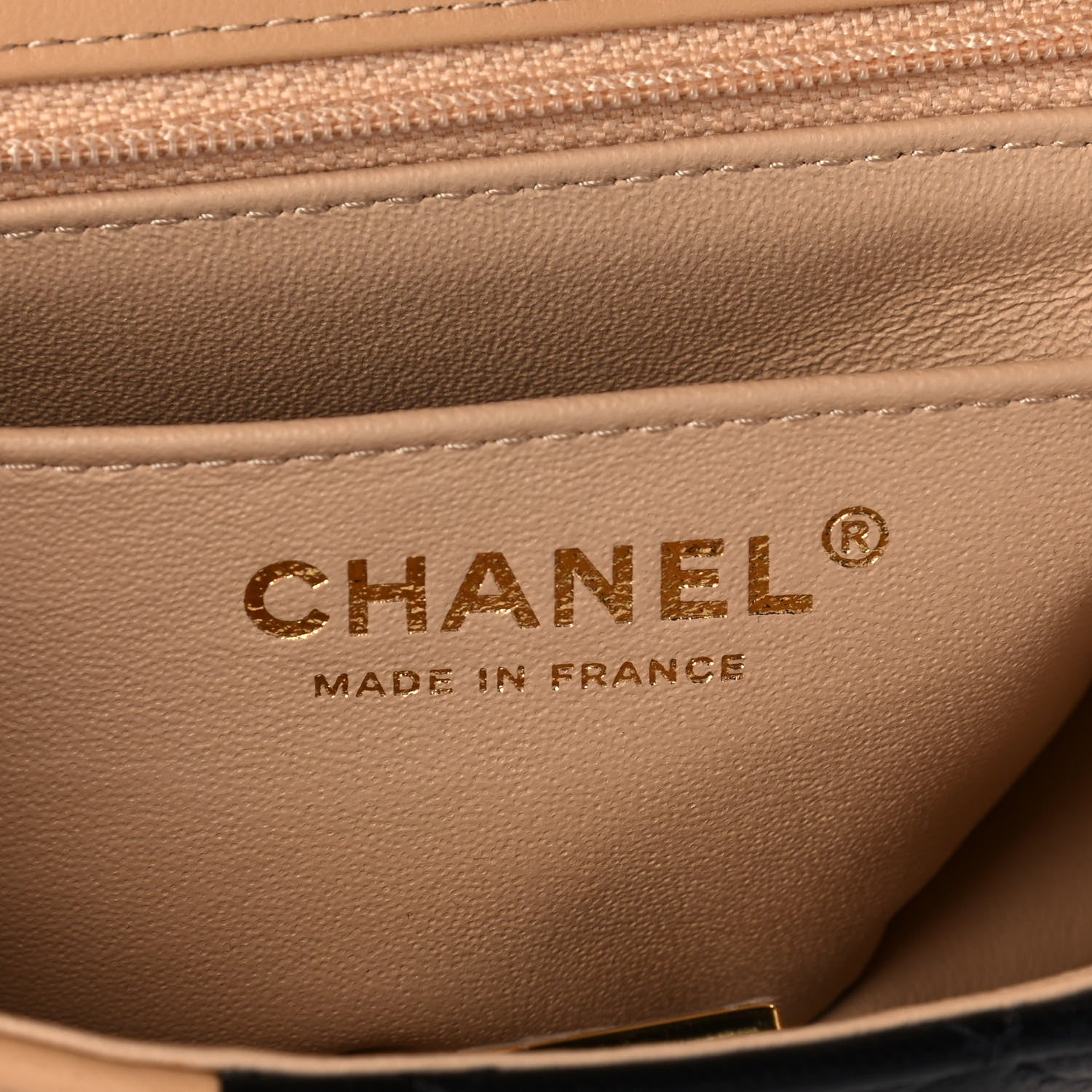 Chanel Lambskin Quilted Mini Rectangular Flap Beige Black 7 of 12