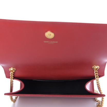 Saint Laurent Grain De Poudre Medium Monogram Kate Satchel Red 5 of 8