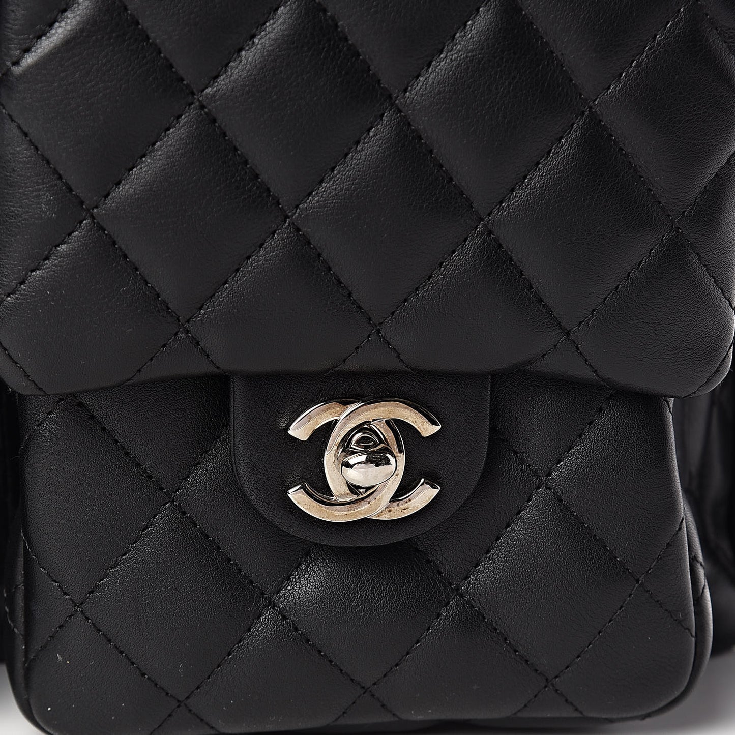 Calfskin Quilted Large Cambon Multipocket Reporter Black