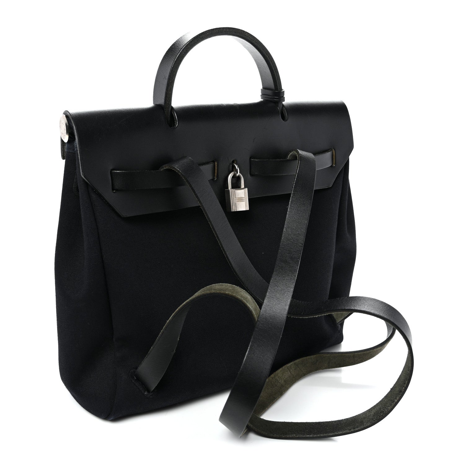 Hermes Toile Vache Calfskin Herbag 30 PM Backpack Black 2 of 10