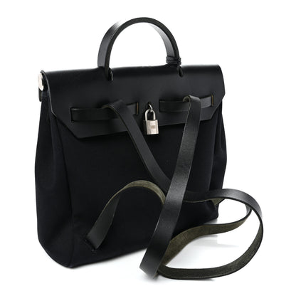 Hermes Toile Vache Calfskin Herbag 30 PM Backpack Black 2 of 10