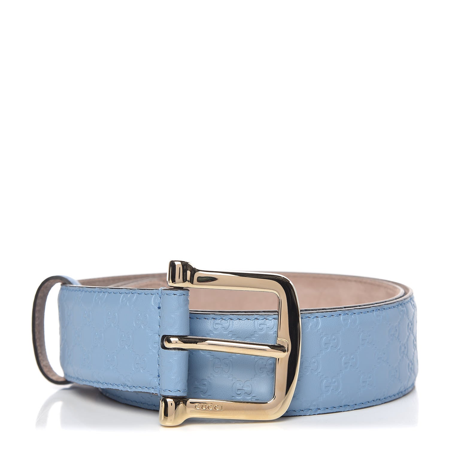 Gucci Soft Microguccissima Margaux Calfskin Belt 90 36 Mineral Blue 1 of 8