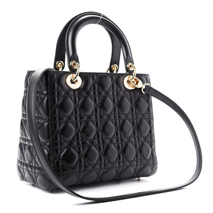 Christian Dior Lambskin Cannage Medium Lady Dior Black 3 of 9