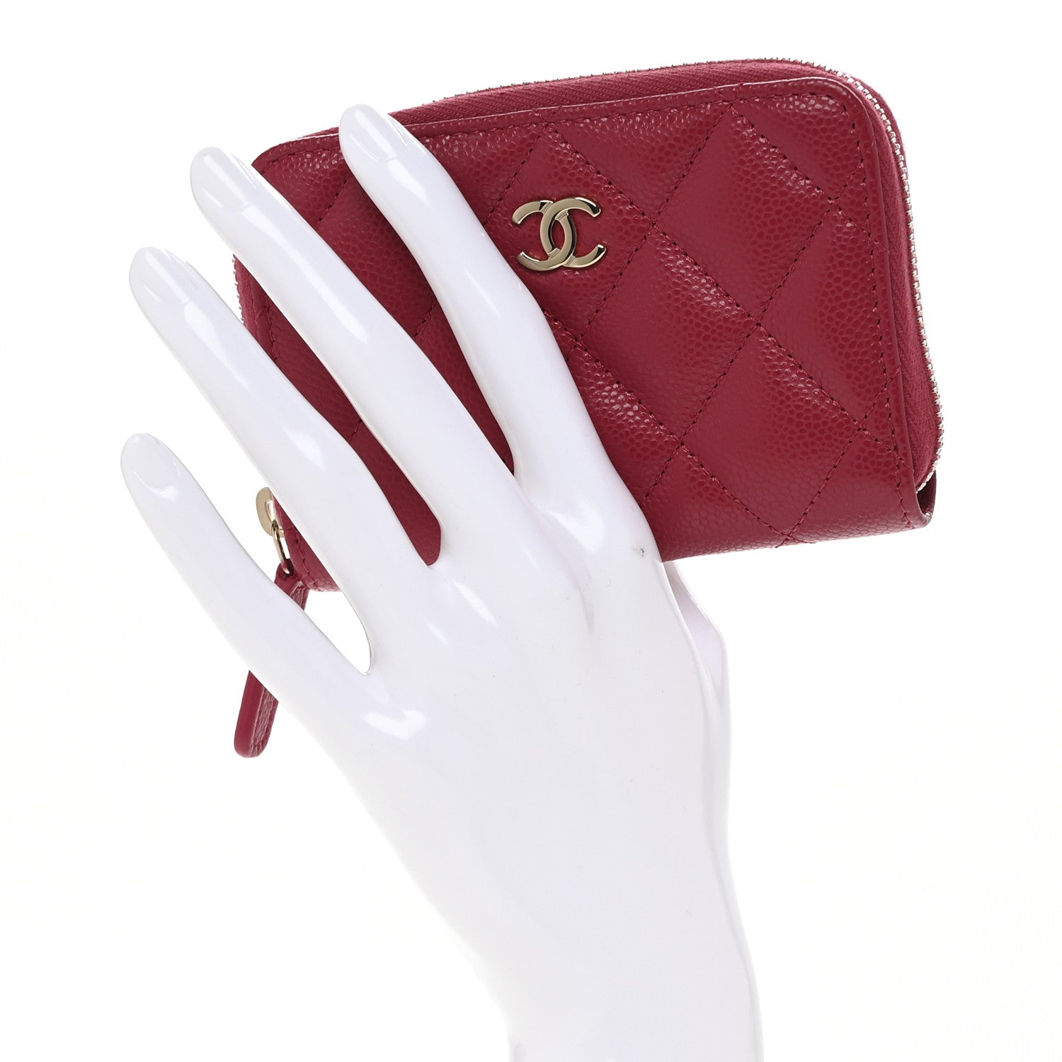 Chanel Caviar Quilted Zip Coin Purse Fuchsia 2 of 9