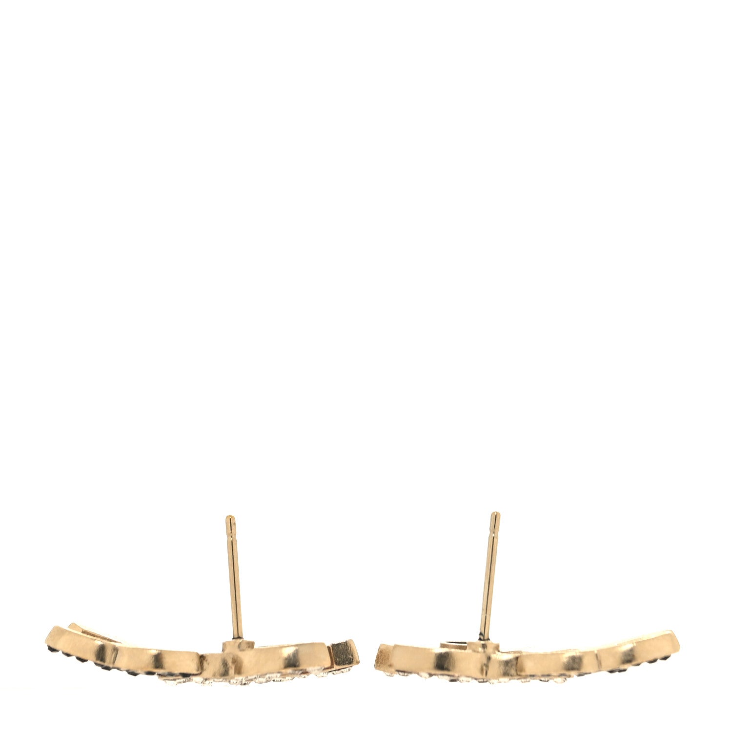 Chanel Crystal Double CC Earrings Gold Black 3 of 4