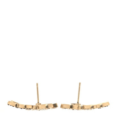 Chanel Crystal Double CC Earrings Gold Black 3 of 4