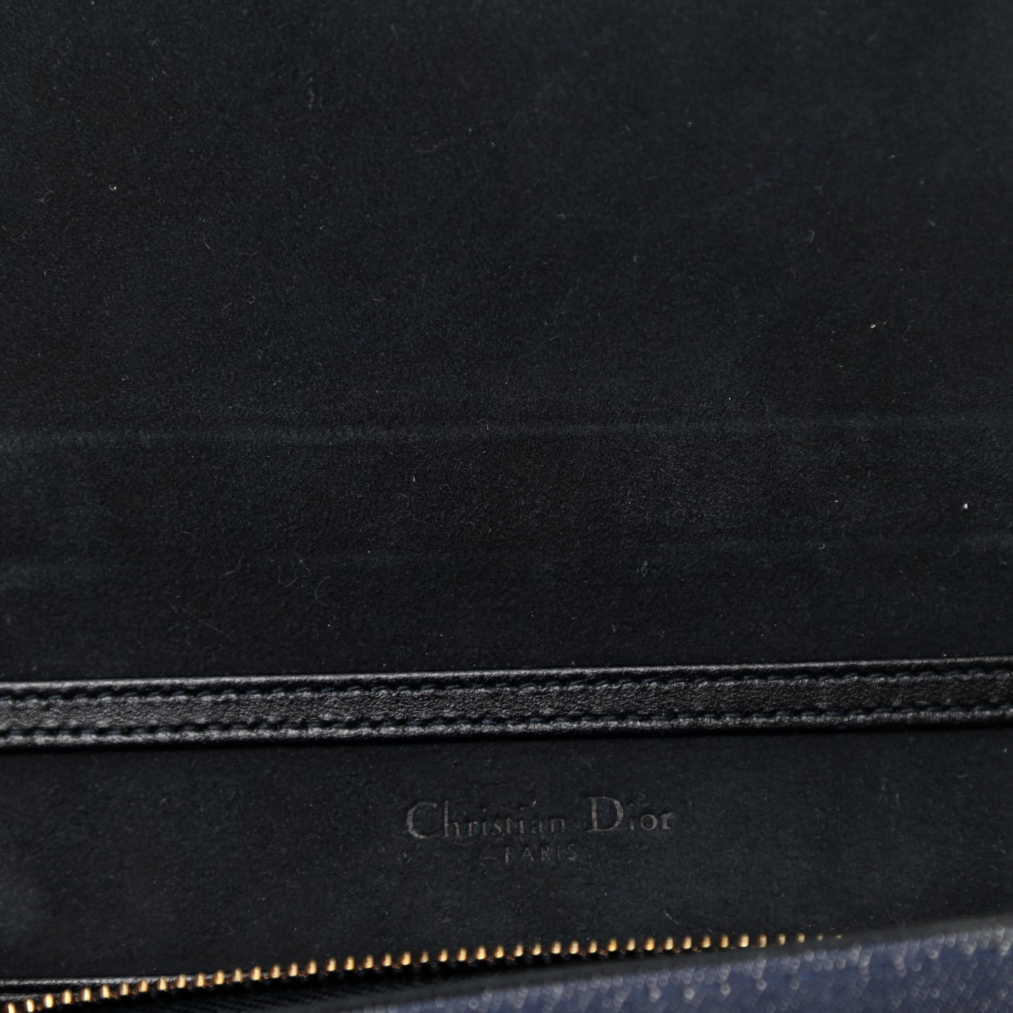 Denim Studded Diorama Wallet On Chain Blue