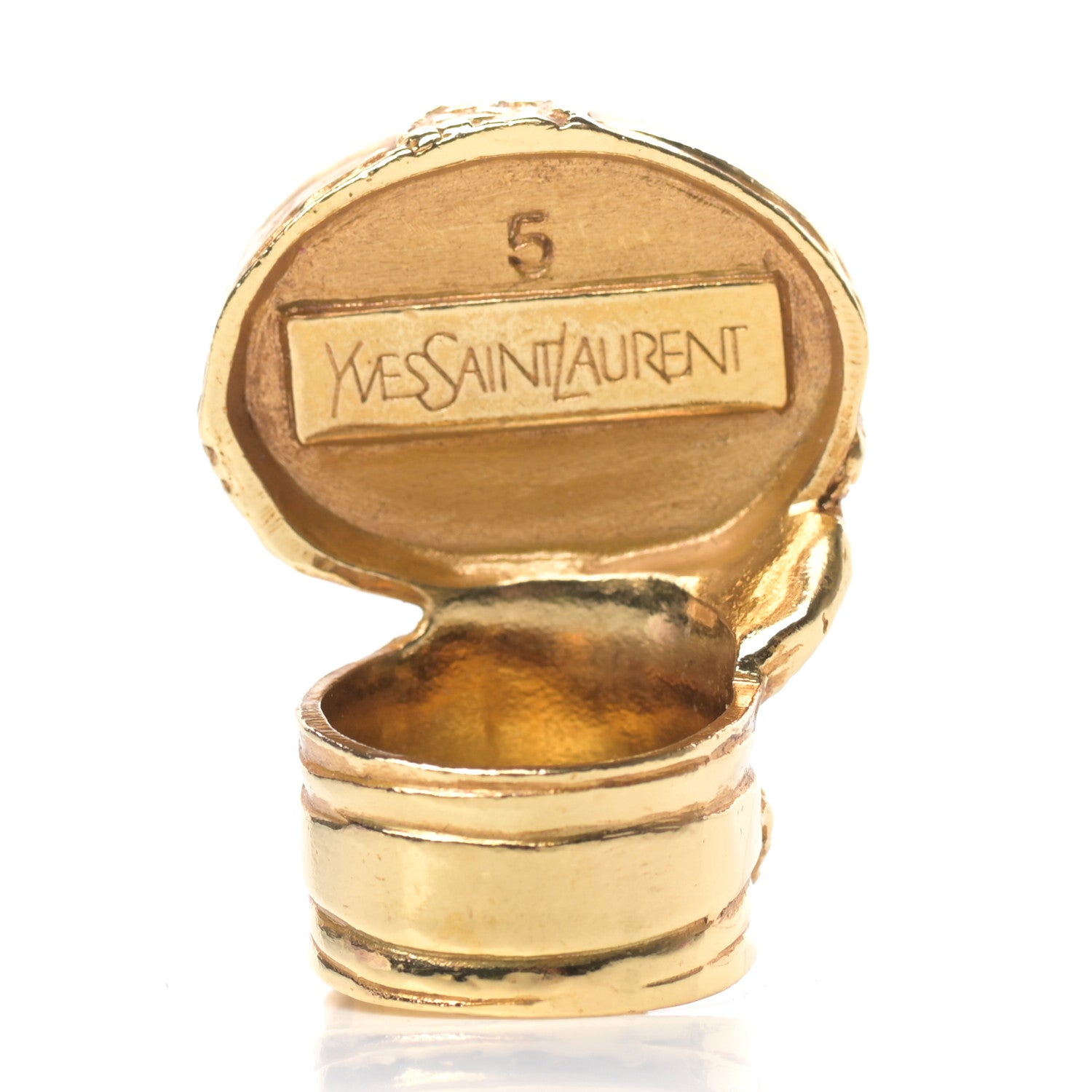 Saint Laurent Glass Cabochon Arty Ovale Ring 5 Gold Pink 3 of 4