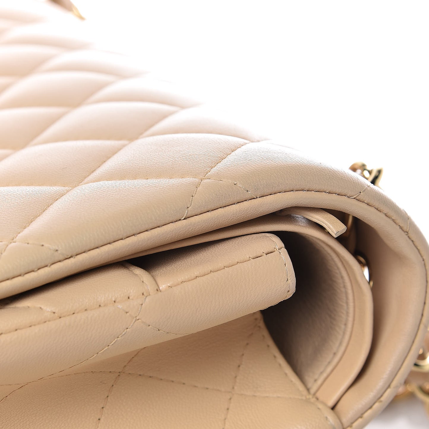 Lambskin Quilted Jumbo Double Flap Beige Clair