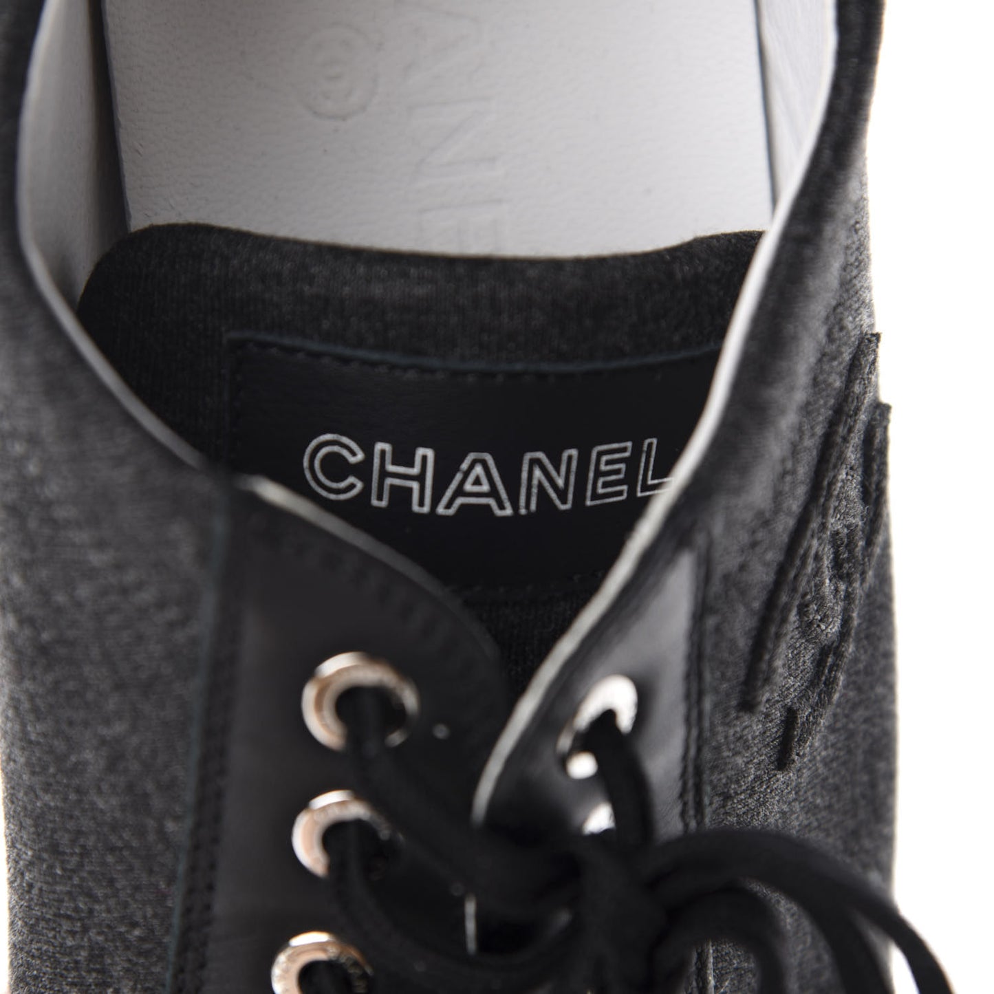 Calfskin Fabric Quilted CC Sneakers 39 Grey White