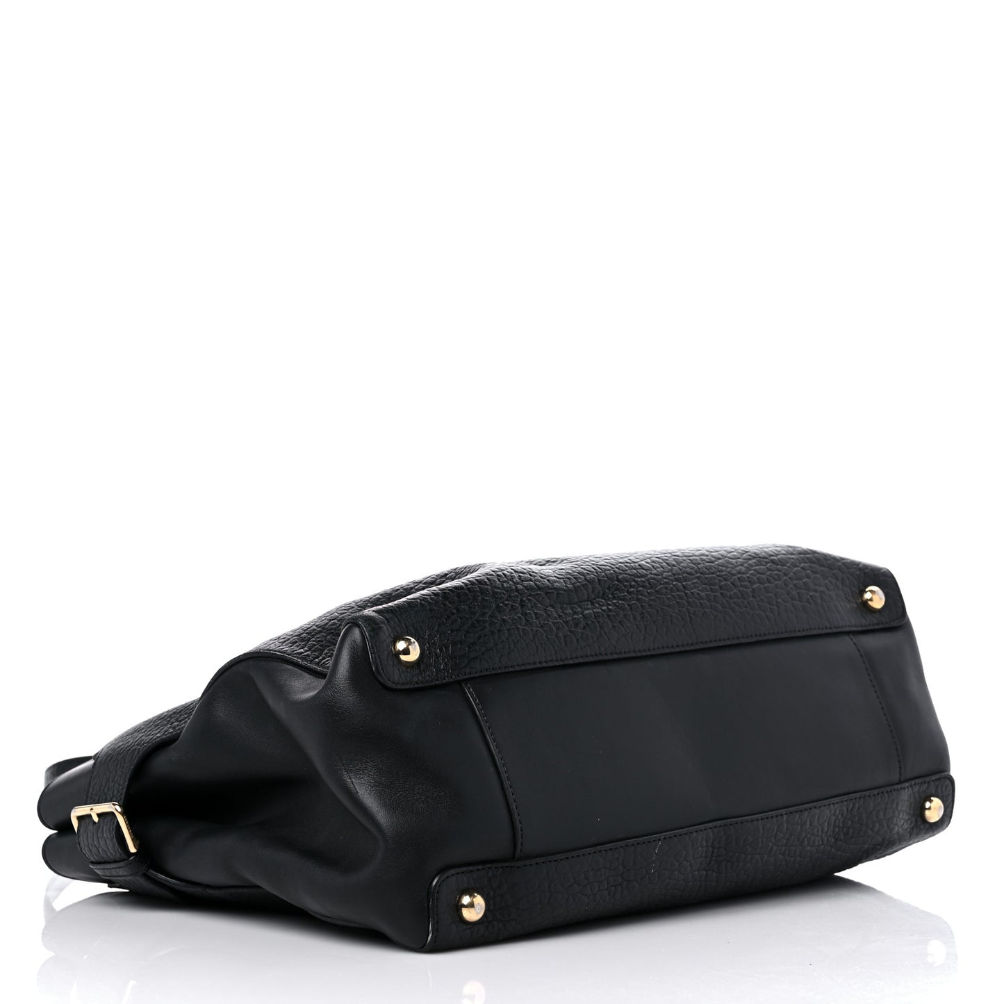 Signature Grain Calfskin Medium Tote Black