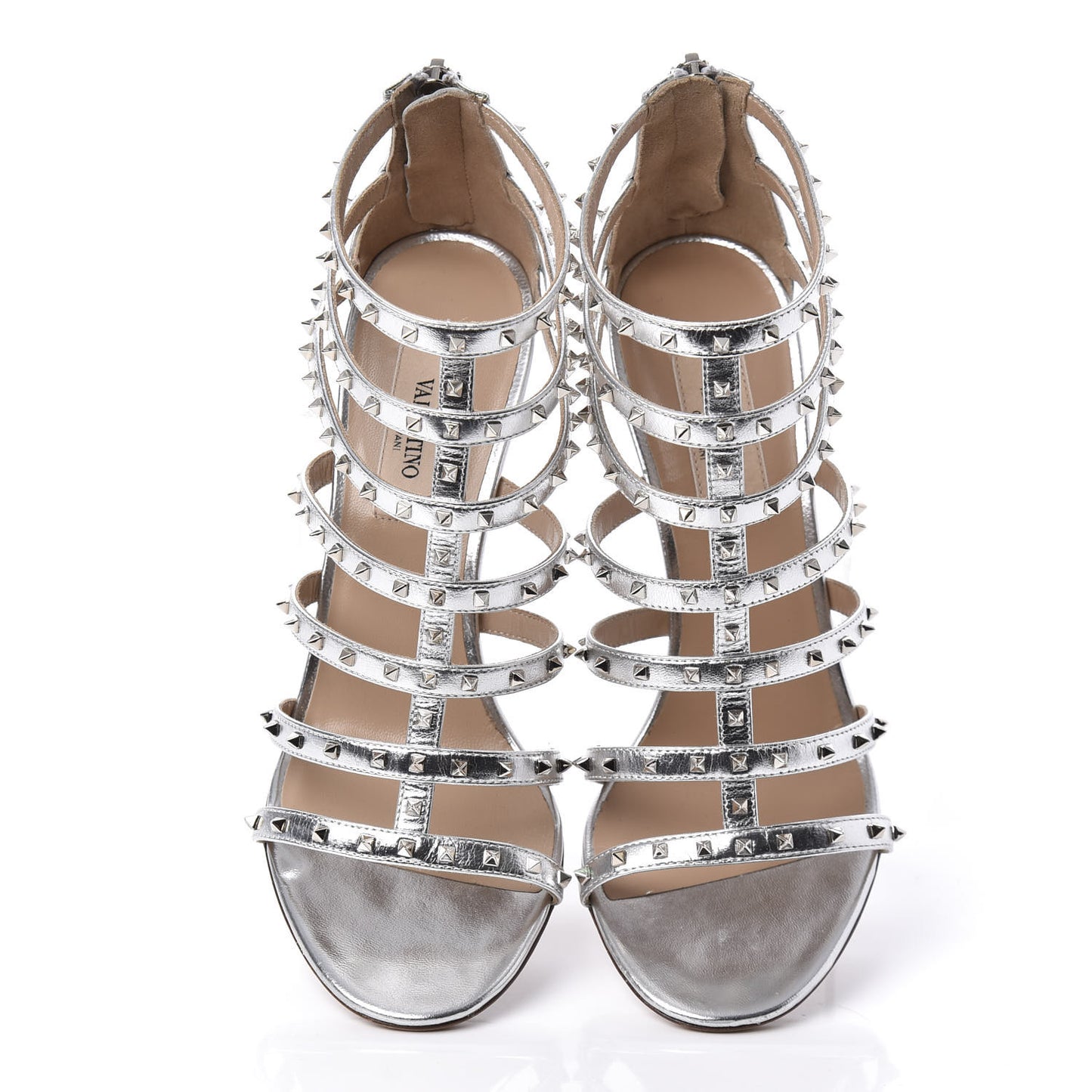 Metallic Nappa Lovestud Caged 90mm Sandals 37.5 Silver
