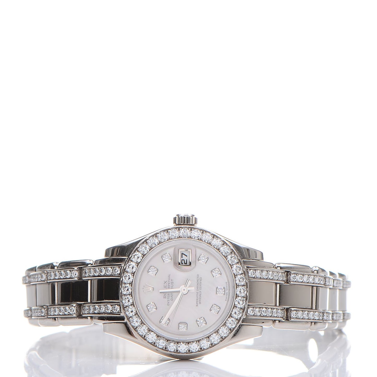 18K White Gold Diamond Mother of Pearl 29mm Pearlmaster Datejust Watch 80299