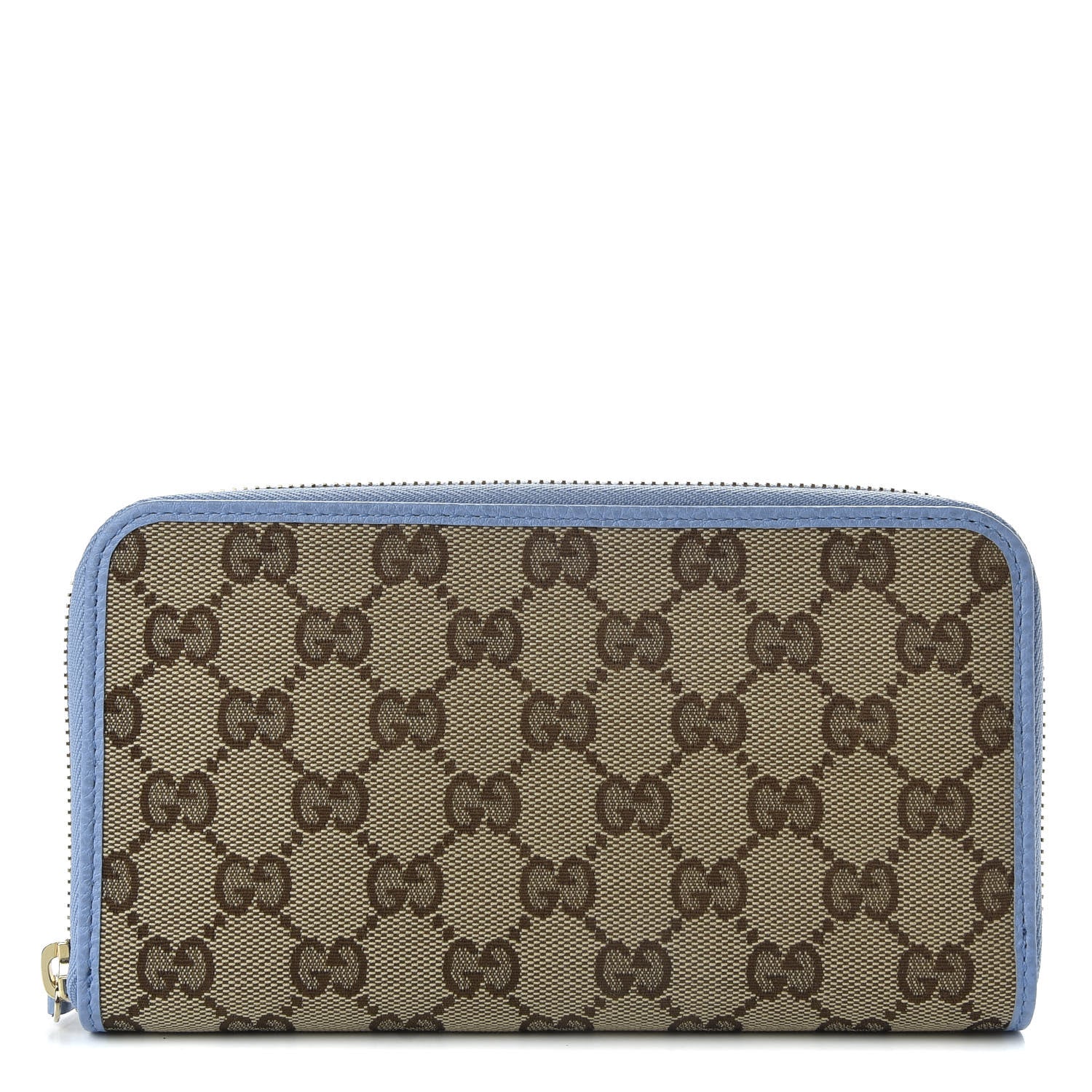 Gucci Monogram Dollar Calfskin Zip Around Wallet Beige Ebony Mineral Blue 1 of 7