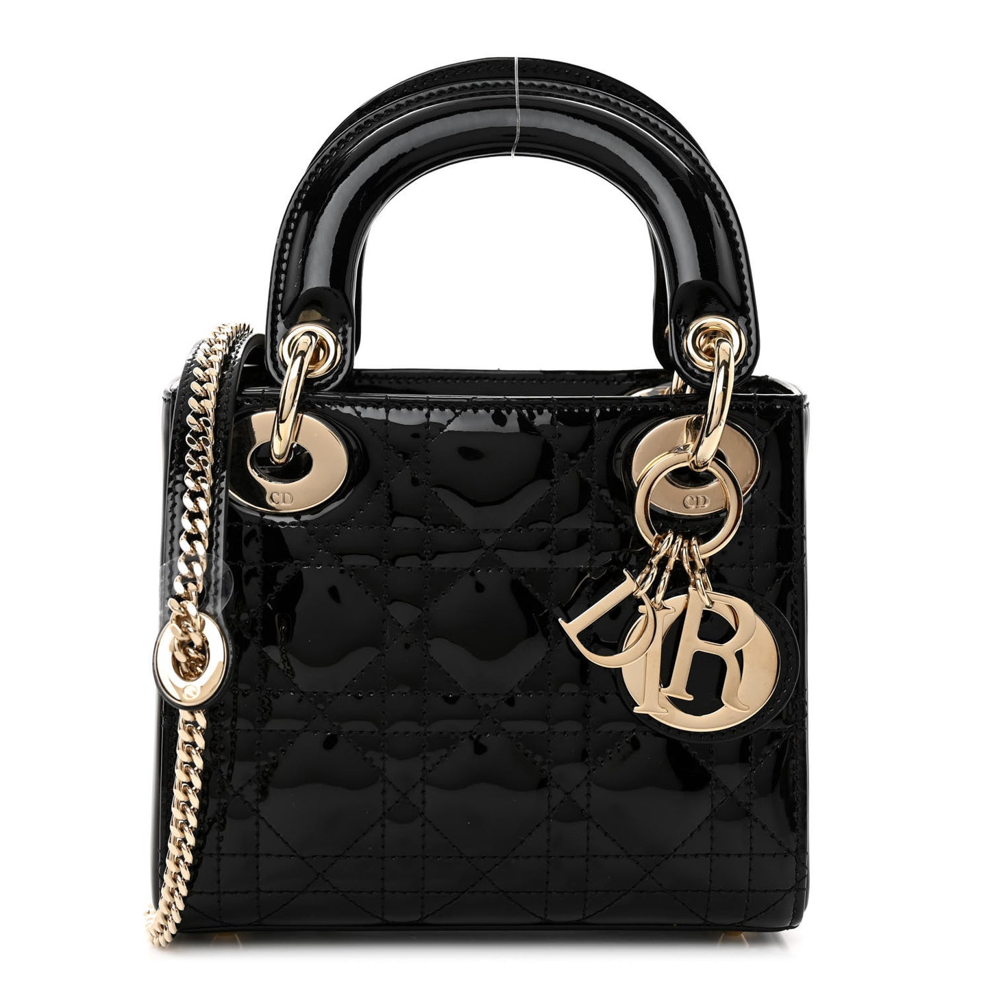 Patent Cannage Mini Lady Dior Black