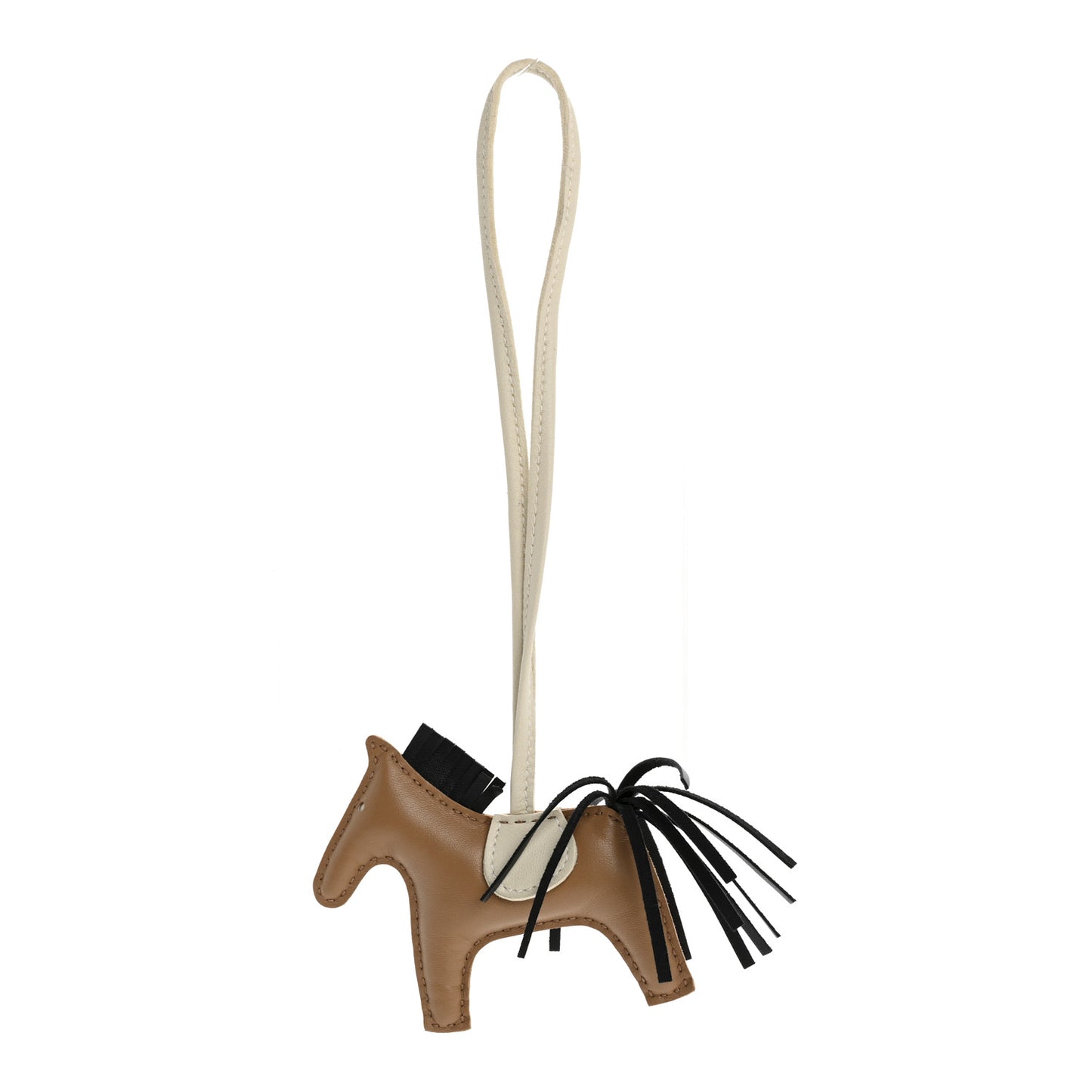 Milo Lambskin Grigri Rodeo Horse Bag Charm PM Sesame Black Nata