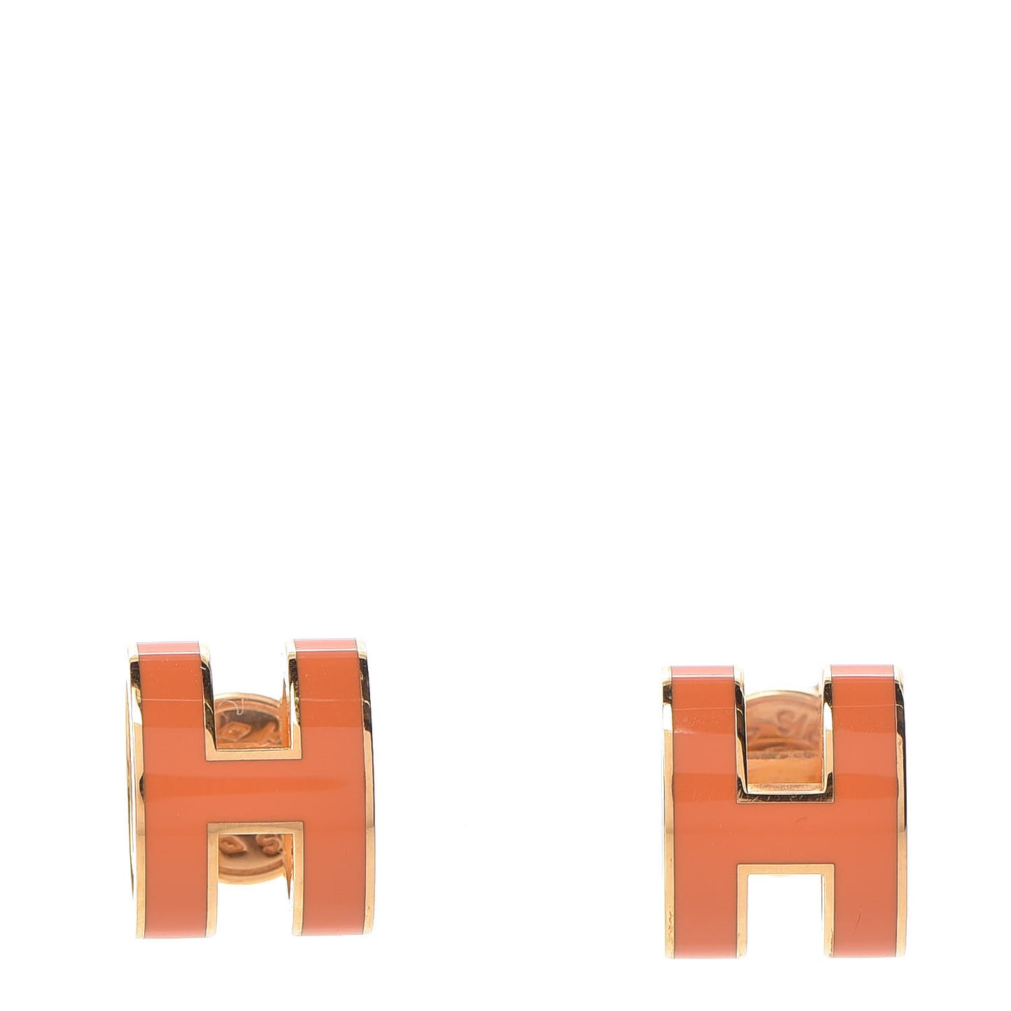 Gold Lacquered Pop H Earrings Orange