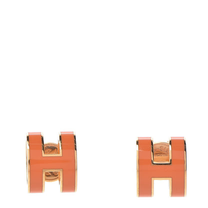 Hermes Gold Lacquered Pop H Earrings Orange 1 of 6