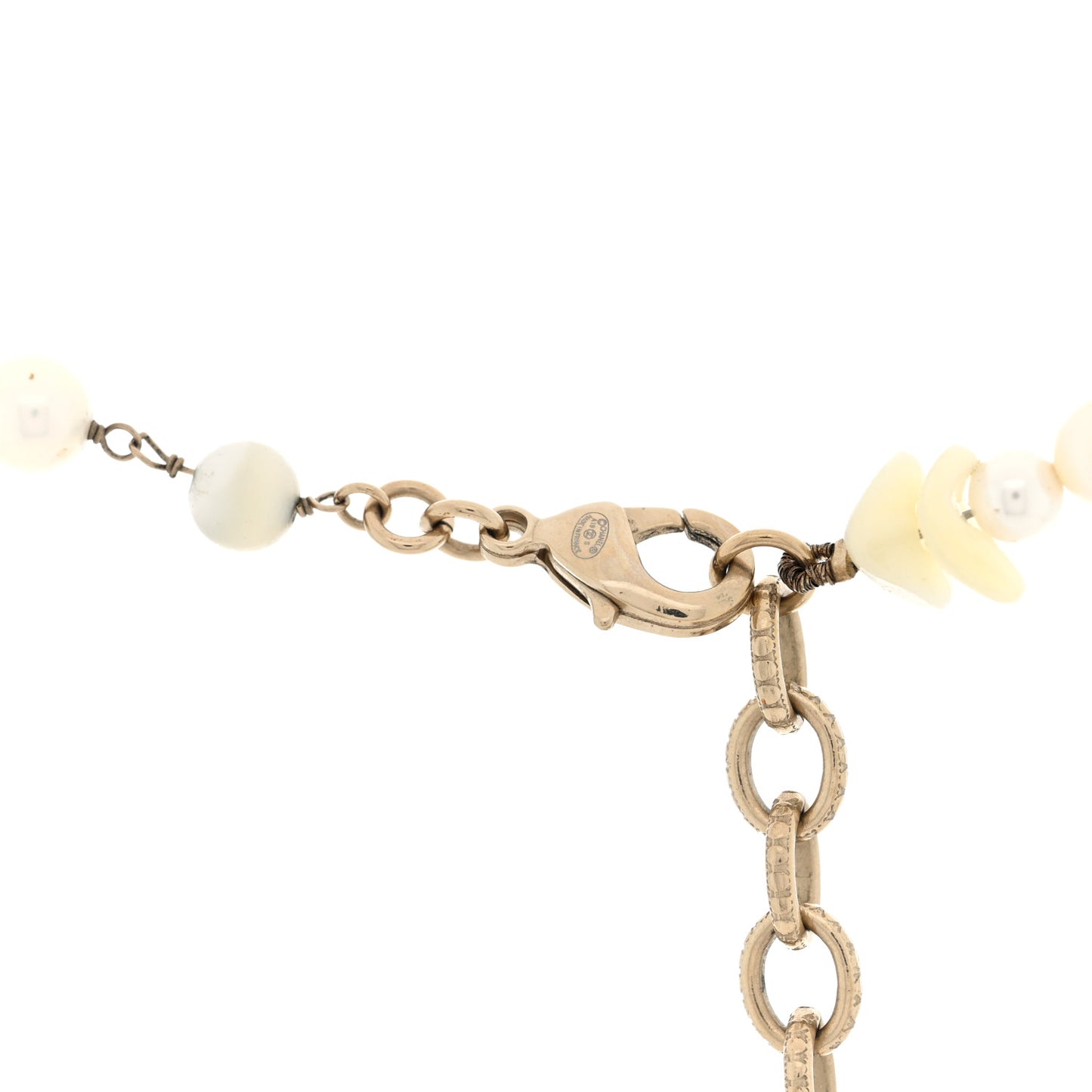 Pearl Crystal CC Long Strand Necklace Gold Multicolor