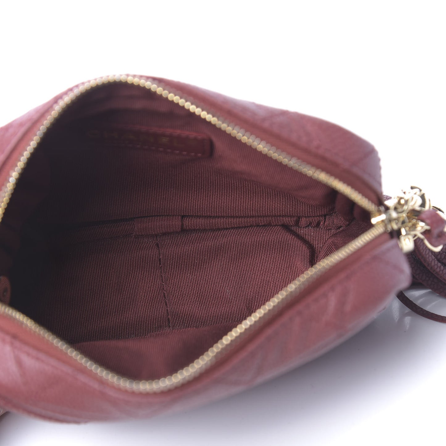 Caviar Quilted Mini Coco Tassel Camera Case Burgundy