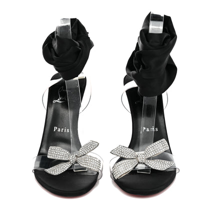 Christian Louboutin Satin Crystal PVC Astrinodo 100 Sandals 37 Black 2 of 10
