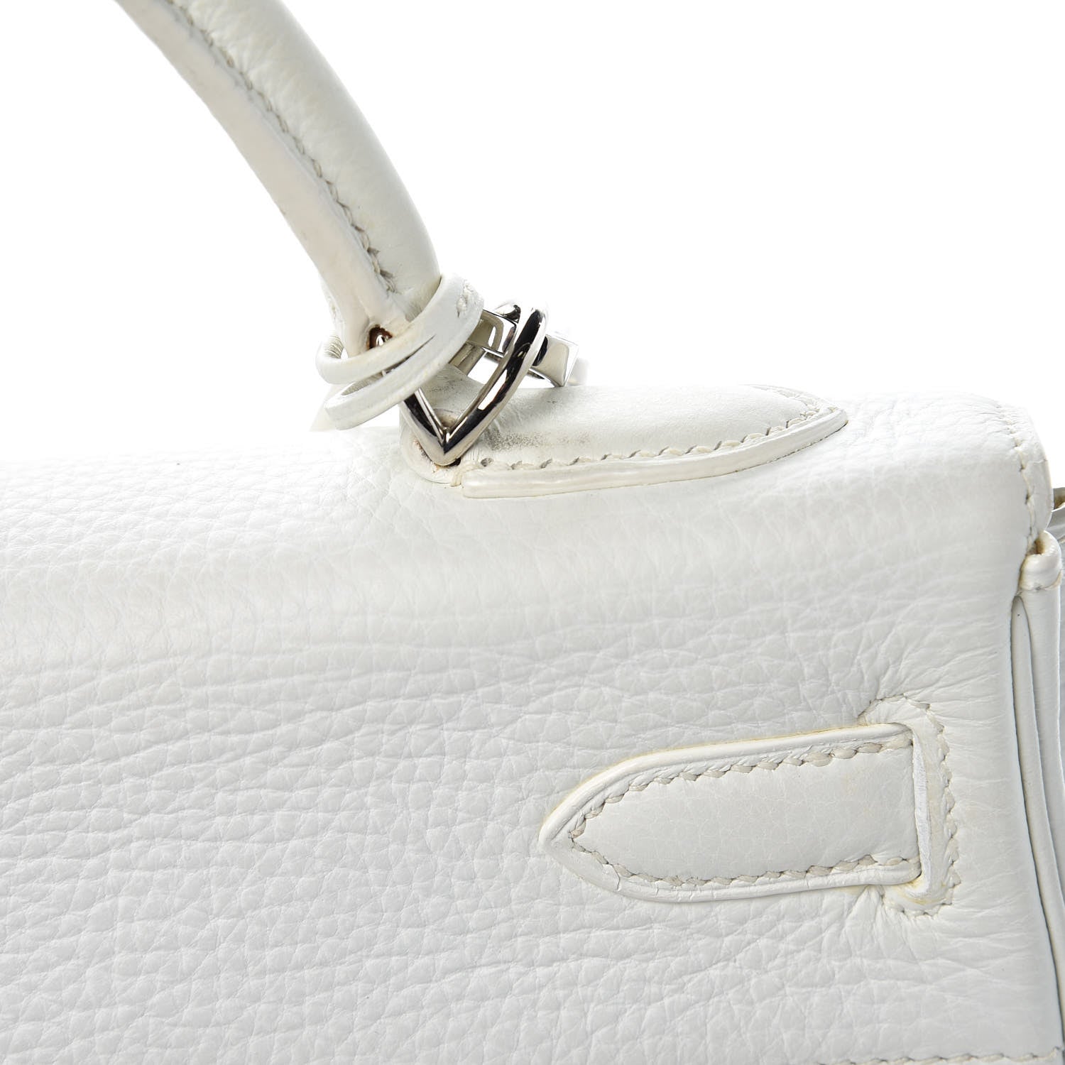 Hermes Taurillon Clemence Toile Kelly Retourne 32 White 35 of 40