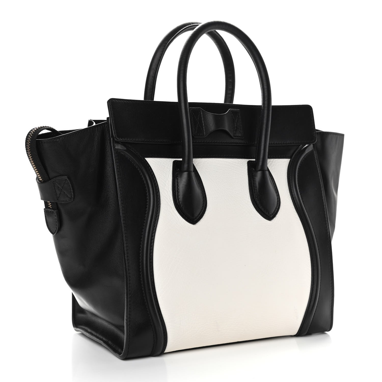 Celine Bullhide Calfskin Mini Bi-Color Luggage Black White 3 of 12
