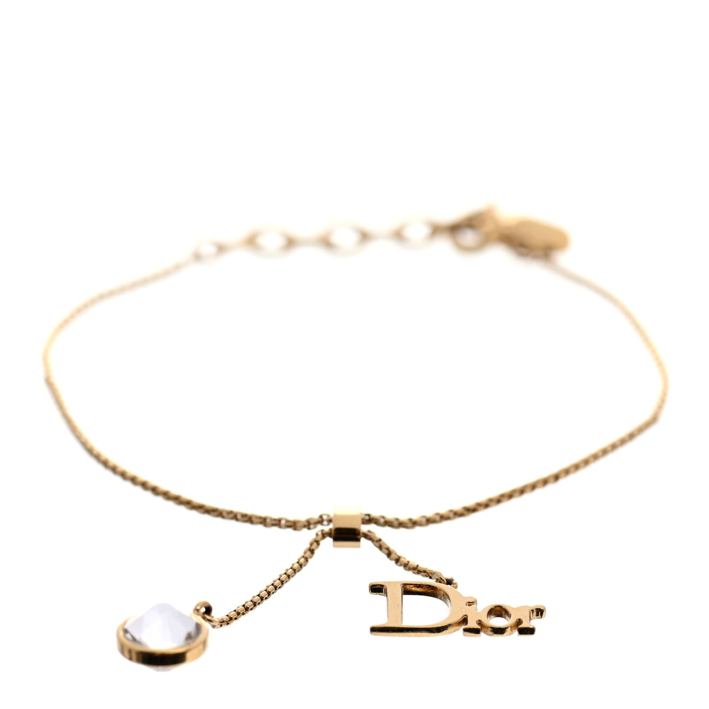 Metal Crystal Logo Bracelet Gold