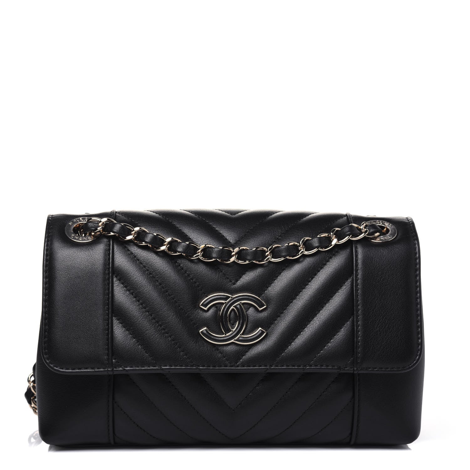 Chanel Calfskin Quilted Small Daily Chevron Flap Black 1 of 15