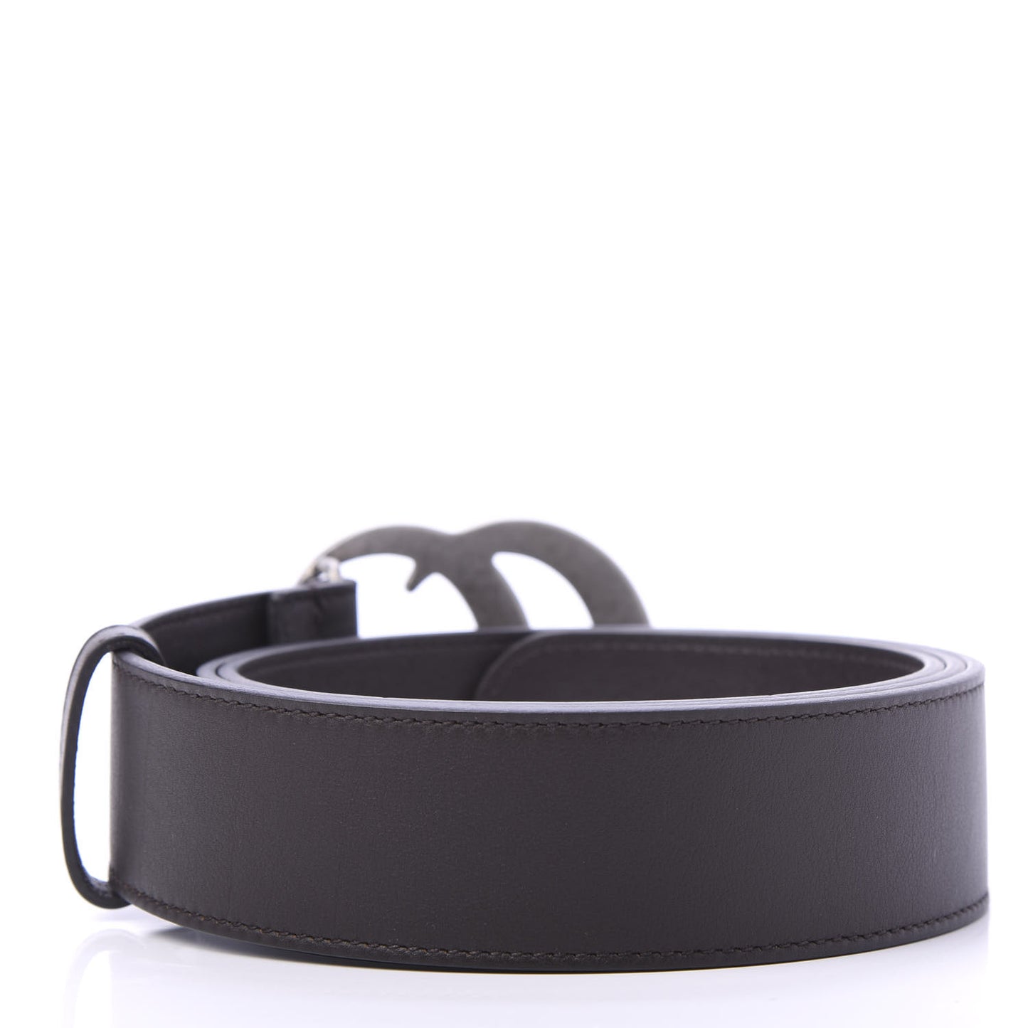 Moon Calfskin Nickel Double G 40mm Belt 105 42 Dark Cocoa