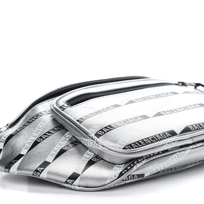 Balenciaga Metallic Calfskin Losange Monogram Explorer Belt Bag Silver Black White 8 of 9