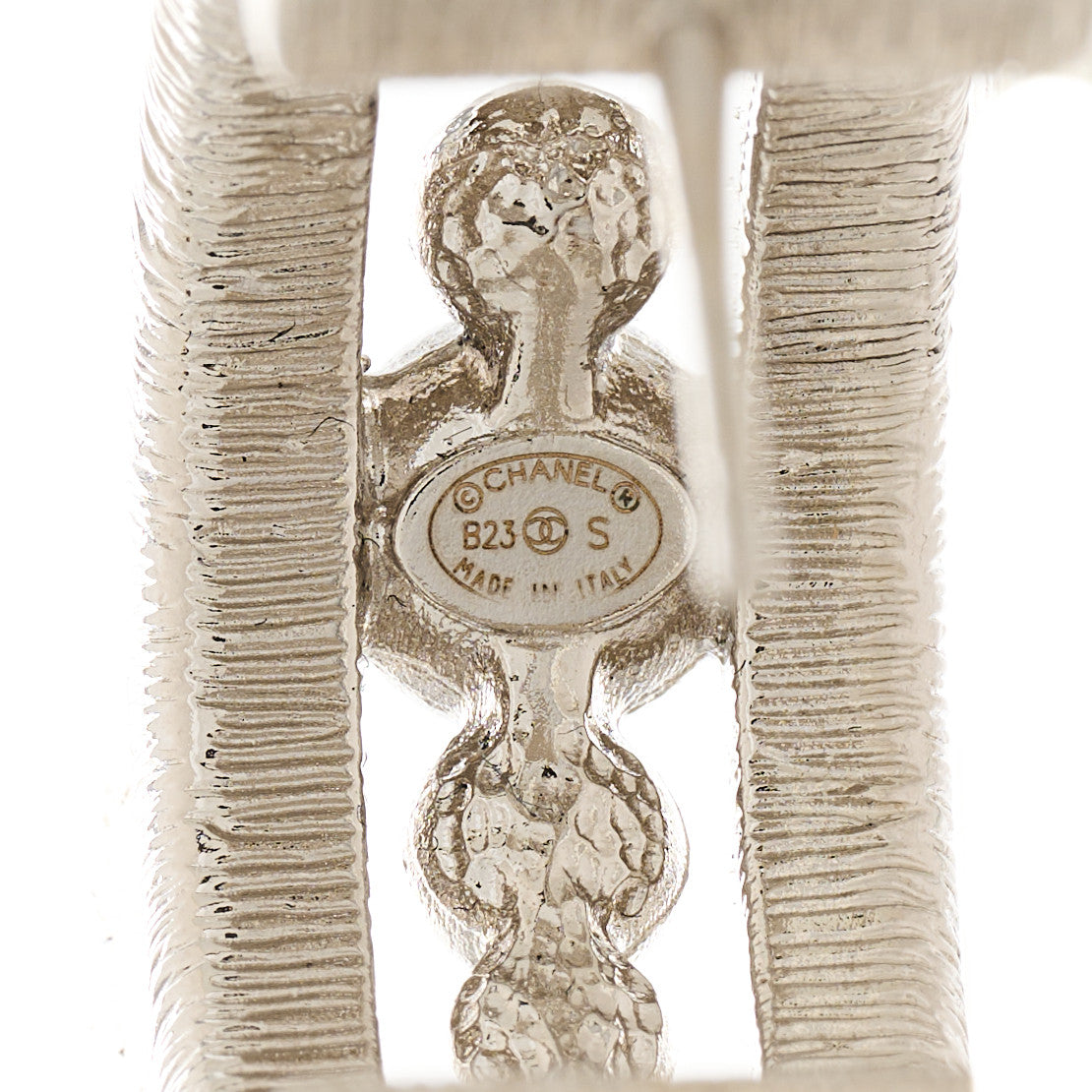 Chanel Metal Crystal CC Hoop Earrings Silver 4 of 5