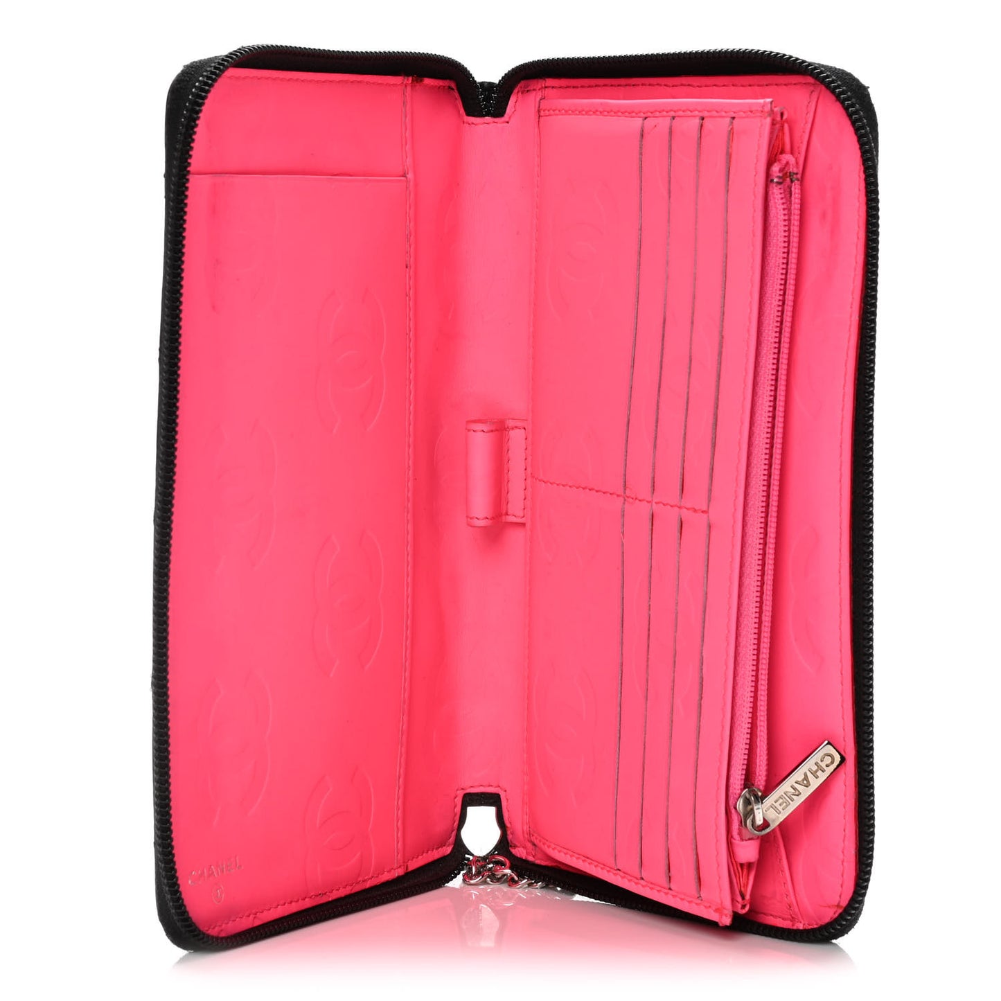 Calfskin Cambon Zip Around Organizer Wallet Black