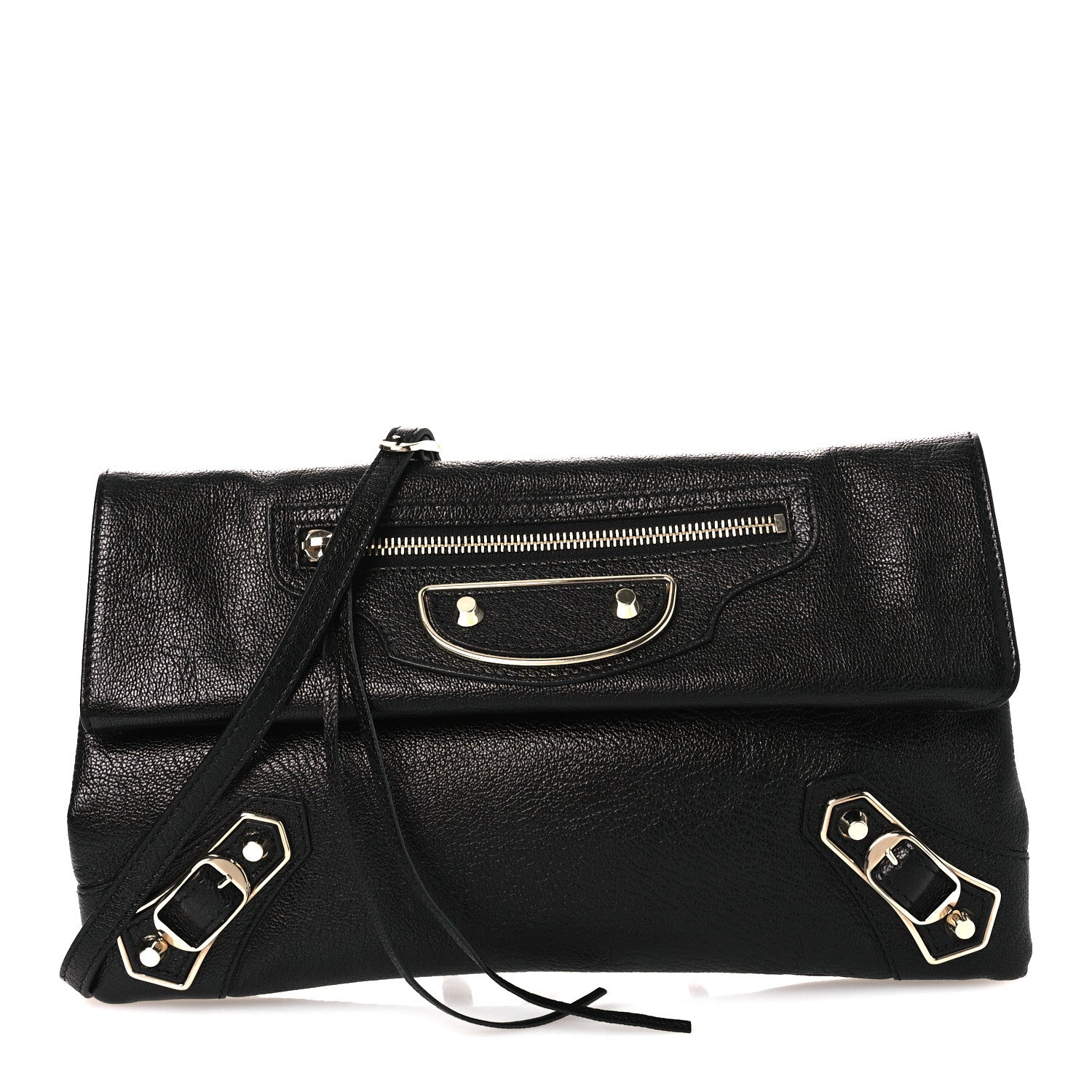 Balenciaga Chevre Gold Metallic Edge Hardware Envelope Clutch Black 1 of 12