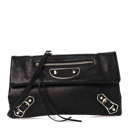 Balenciaga Chevre Gold Metallic Edge Hardware Envelope Clutch Black 1 of 12
