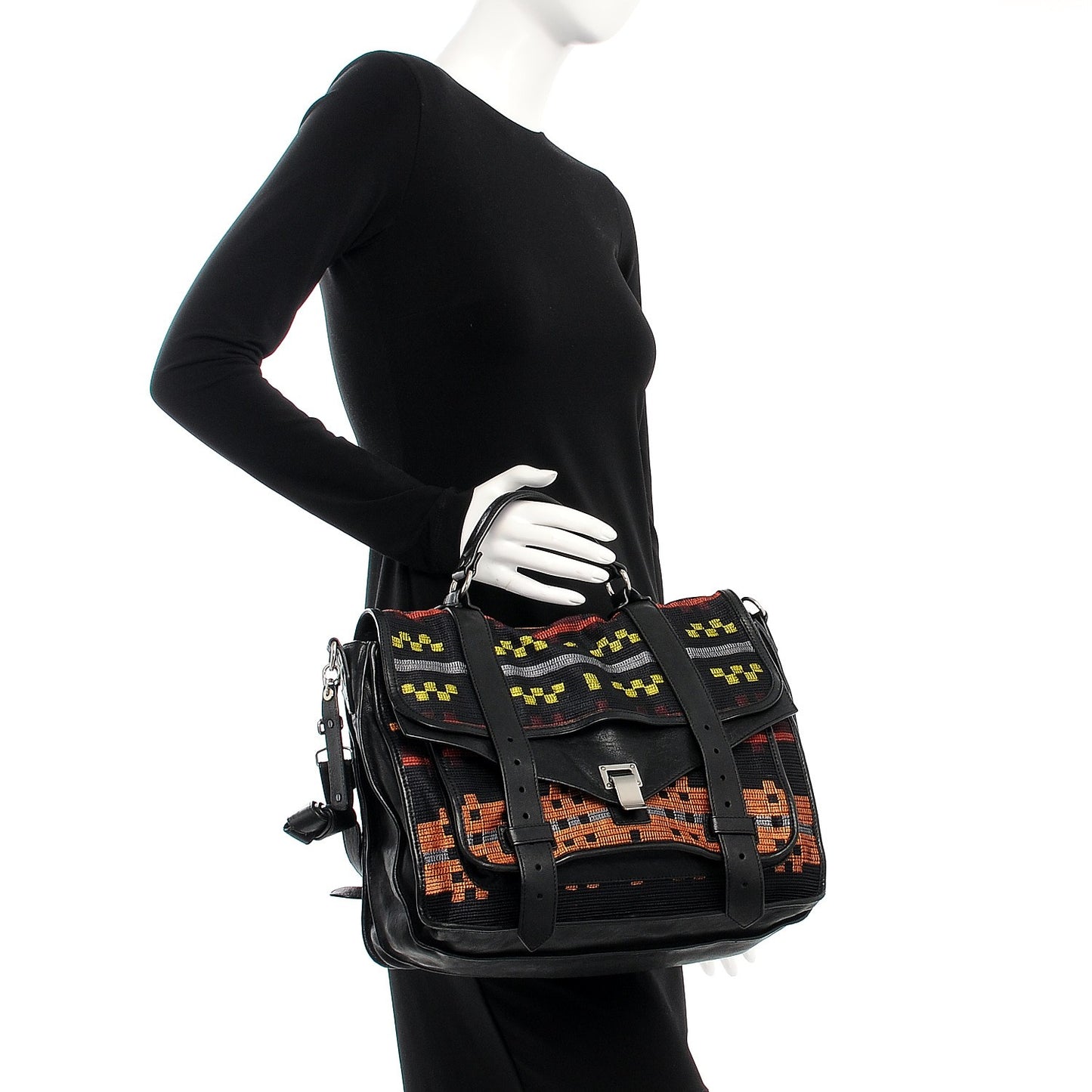 Lambskin Blanket Print Large PS1 Satchel Black