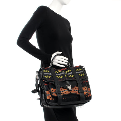 Proenza Schouler Lambskin Blanket Print Large PS1 Satchel Black 3 of 14