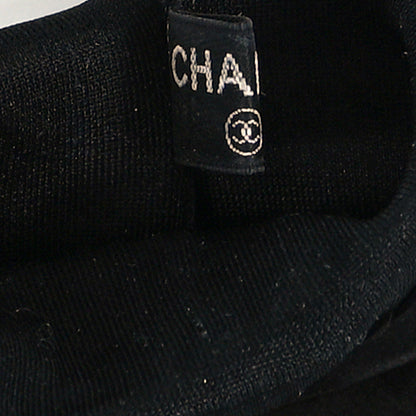 Chanel Suede Lambskin Fingerless CC Gloves 7 Black 4 of 4