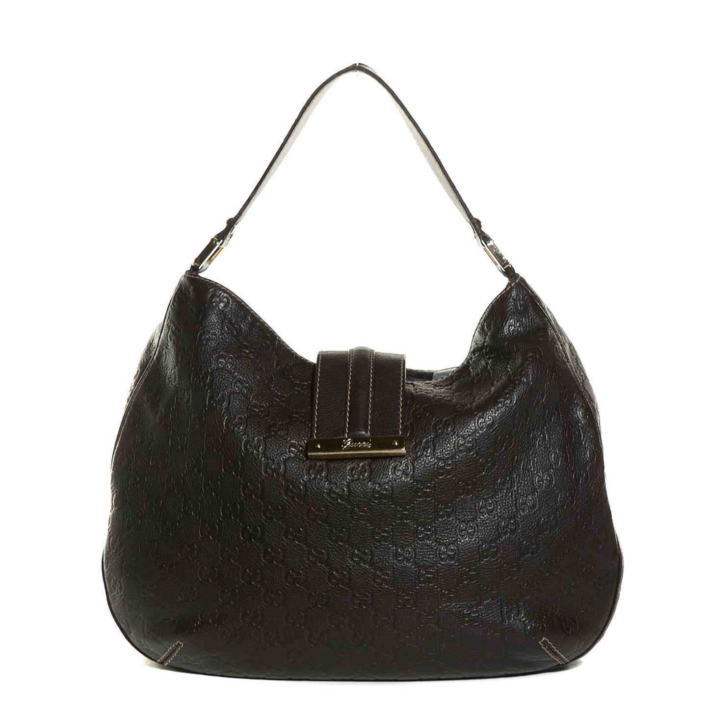 Guccissima Large New Ladies Web Hobo Dark Brown